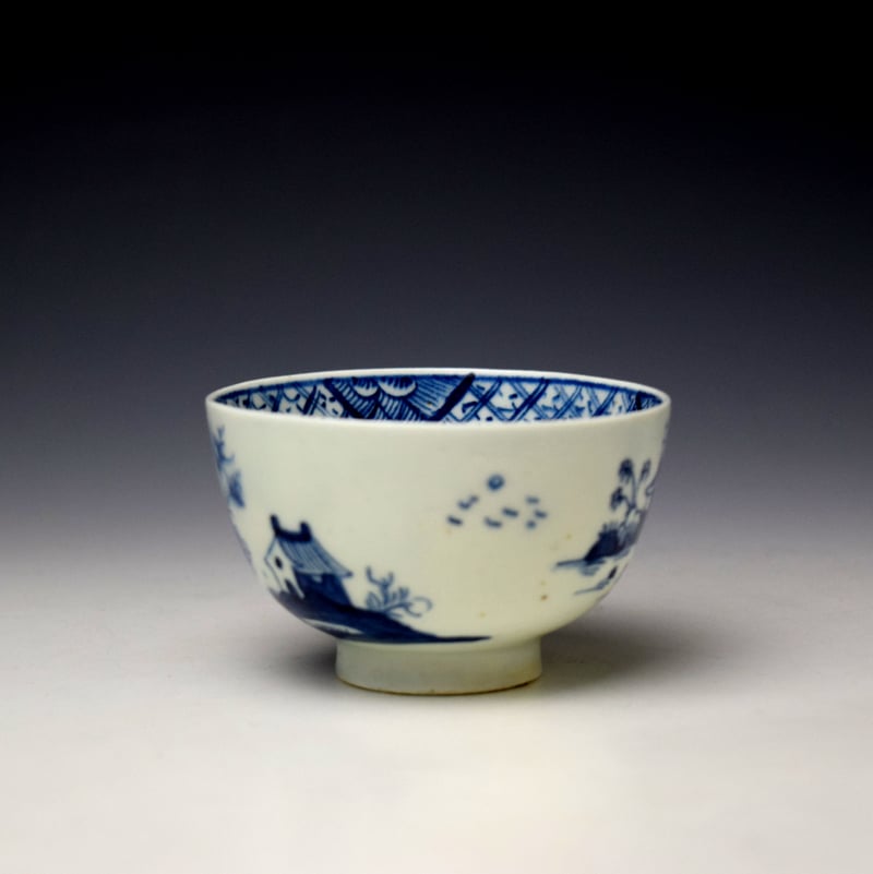Lowestoft Pagoda Bare Tree and Fence Pattern Teabowl and Saucer c1785-95 (4)