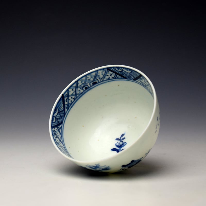 Lowestoft Pagoda Bare Tree and Fence Pattern Teabowl and Saucer c1785-95 (5)