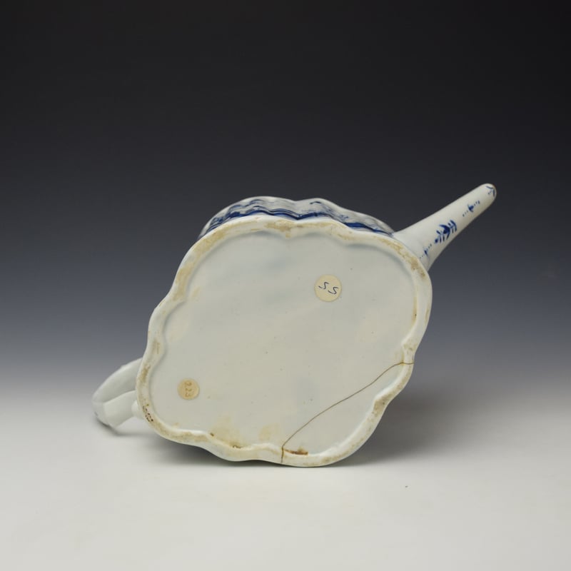 Lowestoft Pagoda and House Pattern Lozenge Shaped Teapot and Cover c1795 (8)
