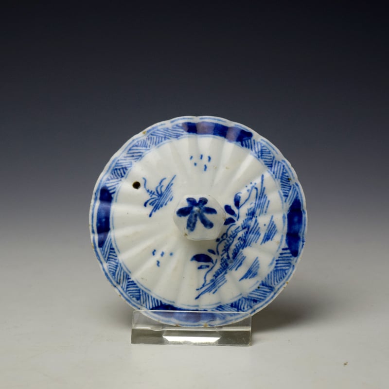 Lowestoft Pagoda and House Pattern Lozenge Shaped Teapot and Cover c1795 (9)