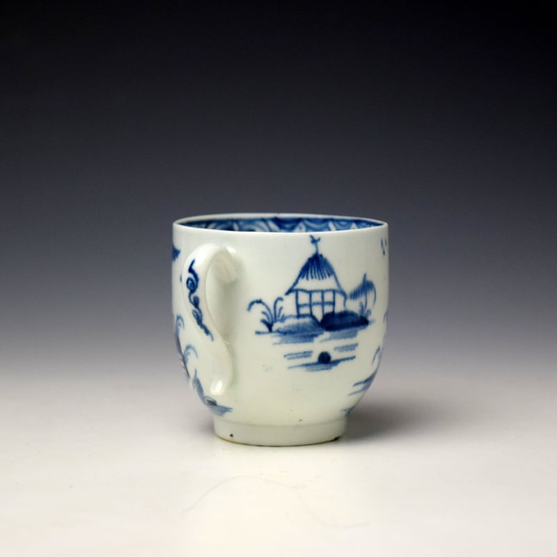 Lowestoft Pagoda and Walled Garden Pattern Coffee Cup and Saucer c1780-90 (5)