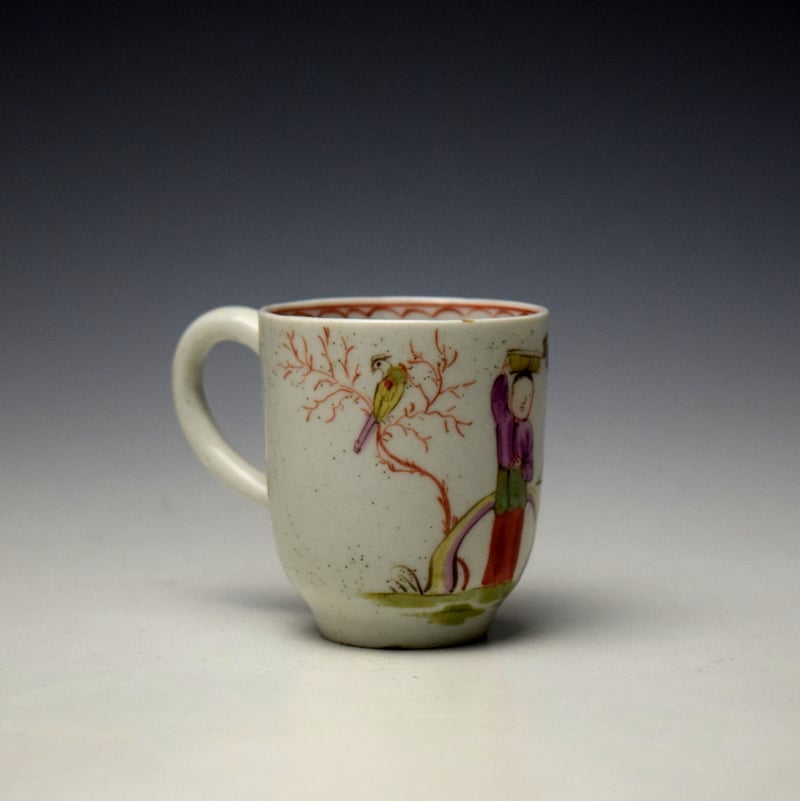 Lowestoft Parrot and Butterfly Pattern Coffee Cup c1775-85 (3)