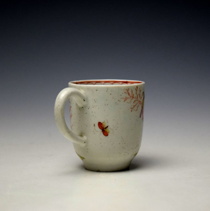 Lowestoft Parrot and Butterfly Pattern Coffee Cup c1775-85 (4)