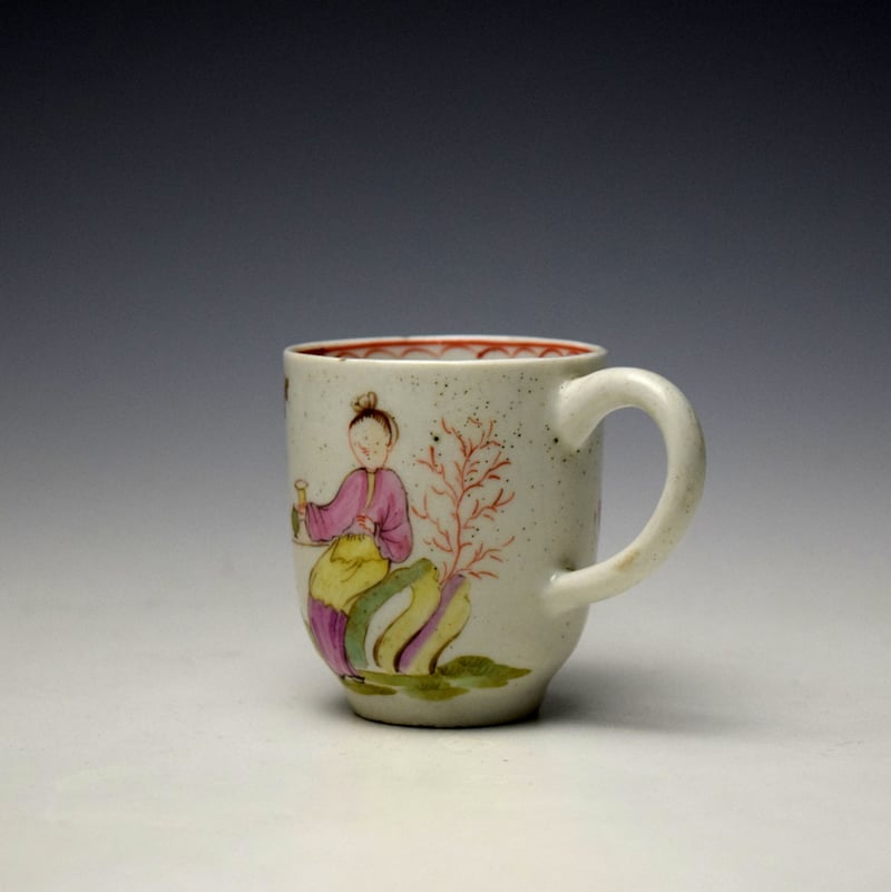 Lowestoft Parrot and Butterfly Pattern Coffee Cup c1775-85 (5)