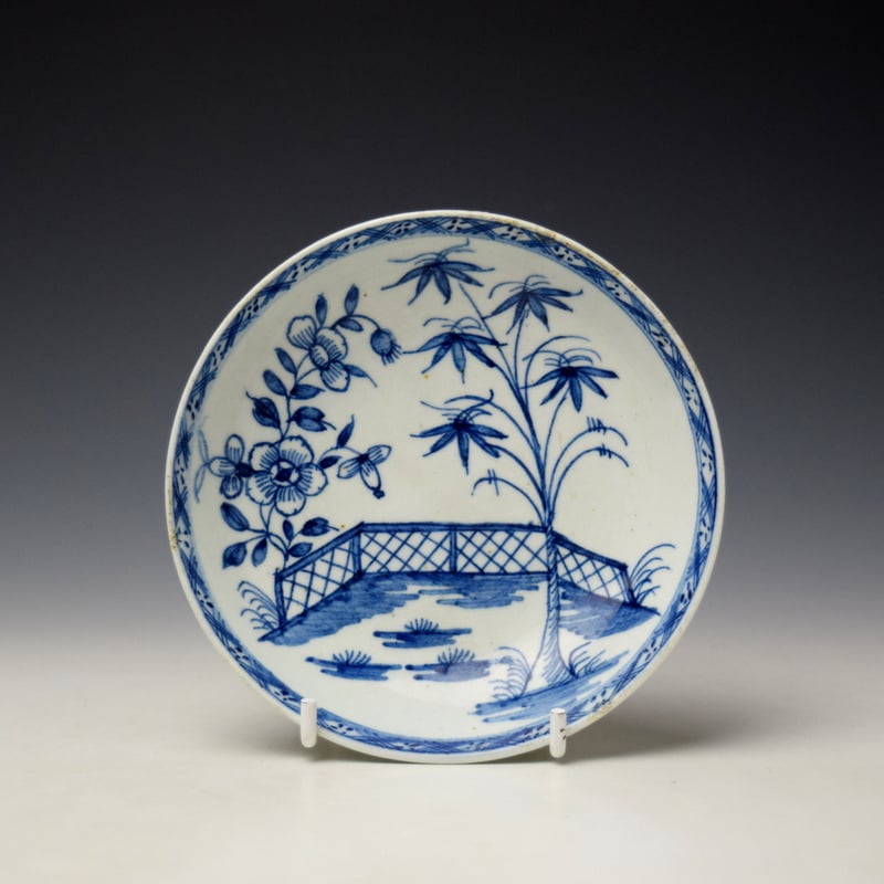 Lowestoft Peony Fence Willow Pattern Trio c1770-75 (14)