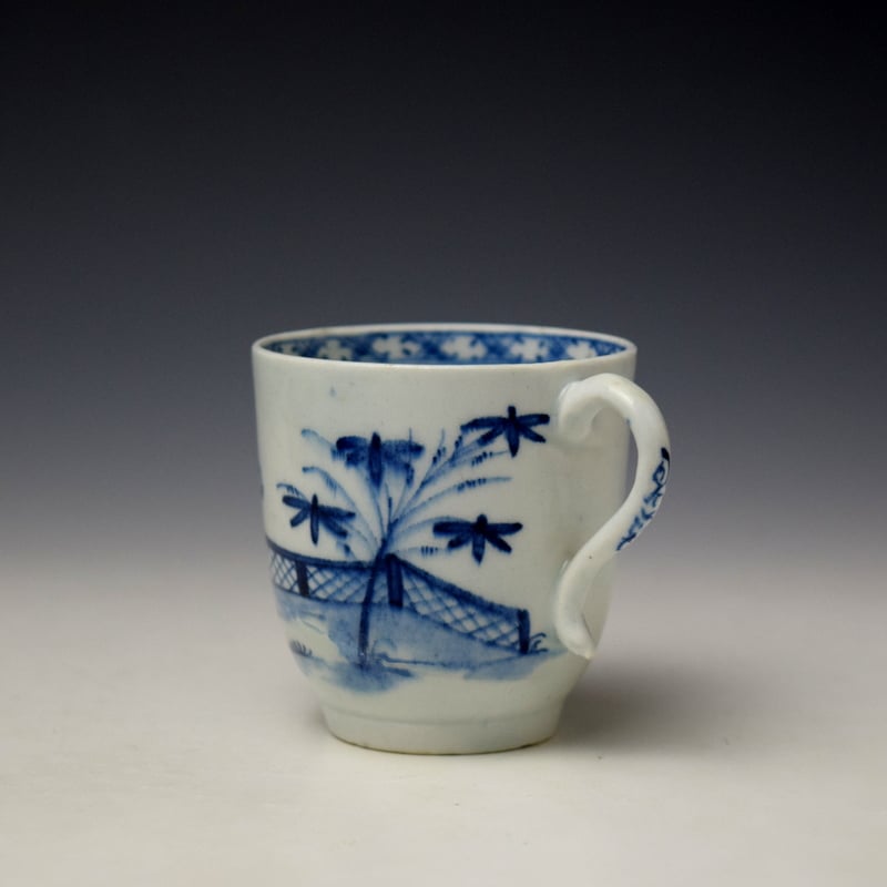 Lowestoft Peony Fence Willow Pattern Trio c1770-75 (6)