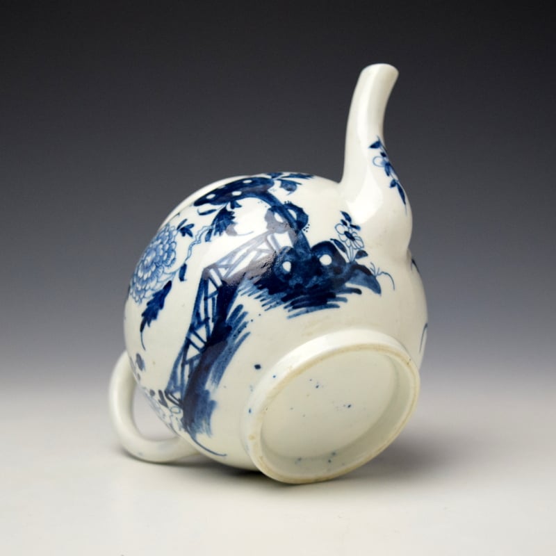 Lowestoft Peony Zig Zag Fence and Hollow Root Pattern Miniature Teapot and Cover c1775-80 (10)