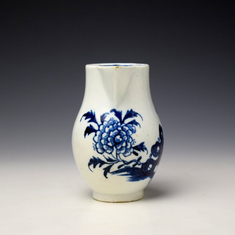 Lowestoft Peony and Holed Rock Pattern Sparrow Beak Jug c1775-80 (2)