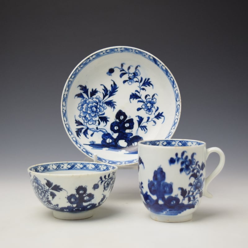 Uncommon Peony and Holed Rock Pattern Trio c1775-80