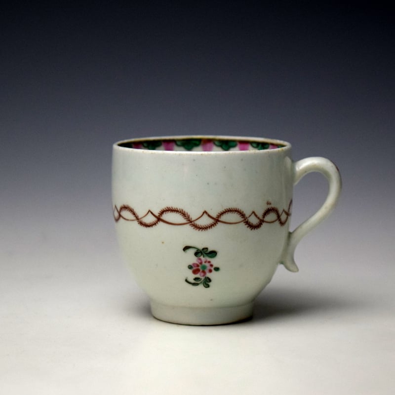 Uncommon Pink Floral Spray Polychrome Coffee Cup C1780-85