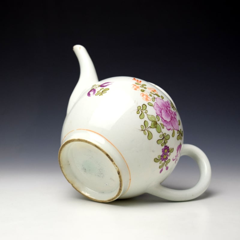 Lowestoft Pink Rose and Floral Sprays Pattern Teapot and Cover c1770-80 (7)