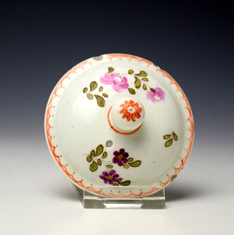 Lowestoft Pink Rose and Floral Sprays Pattern Teapot and Cover c1770-80 (8)