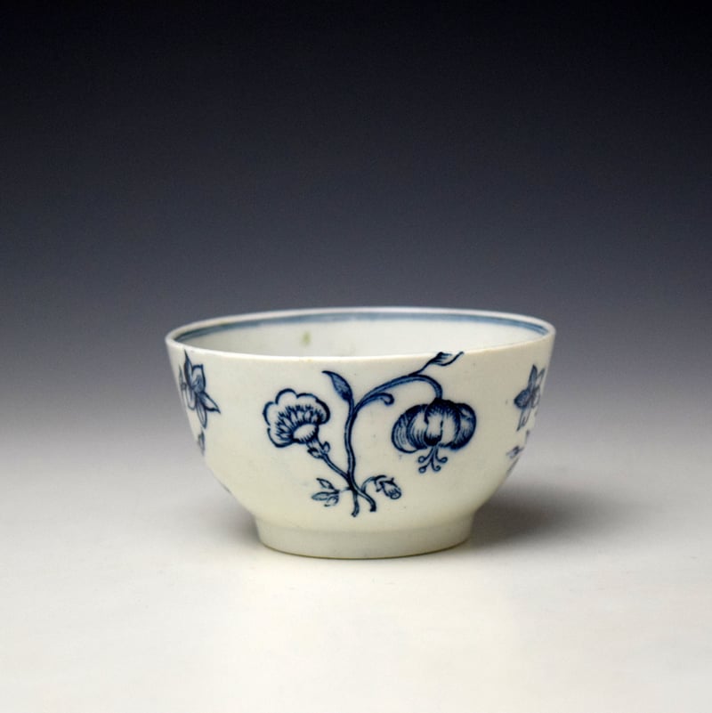 Lowestoft Quad Floral Pattern Teabowl and Saucer c1768-75 (4)