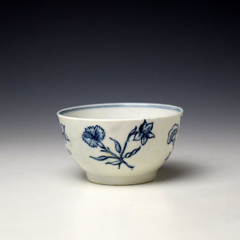 Lowestoft Quad Floral Pattern Teabowl and Saucer c1768-75 (5)