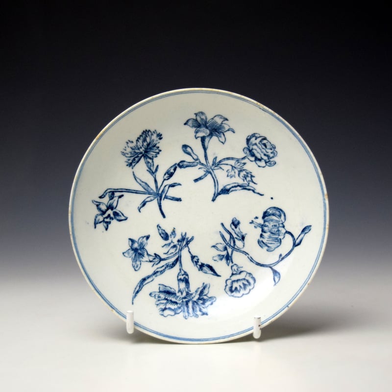 Lowestoft Quad Floral Pattern Teabowl and Saucer c1768-75 (8)