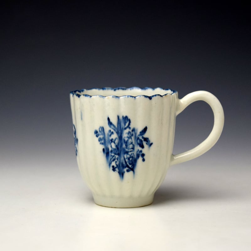 Scarce Ribbed Floral Sprays Pattern Coffee Cup c1775-80
