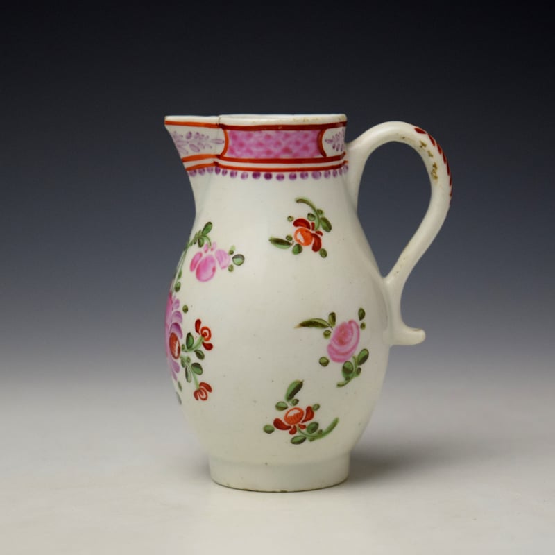 Lowestoft Rose Floral Pattern Sparrow Beak Jug c1780-85 (1)