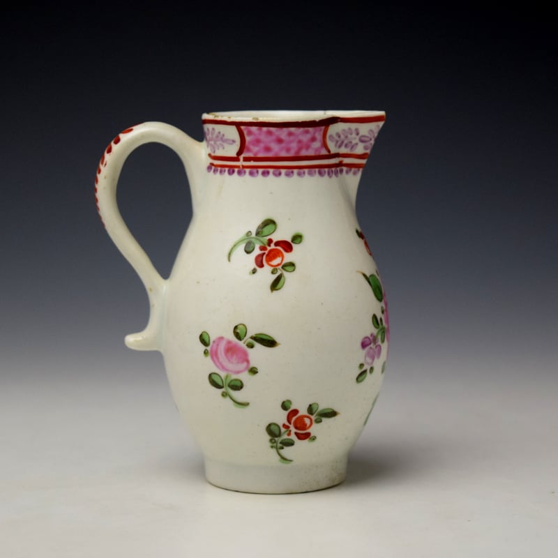 Lowestoft Rose Floral Pattern Sparrow Beak Jug c1780-85 (3)