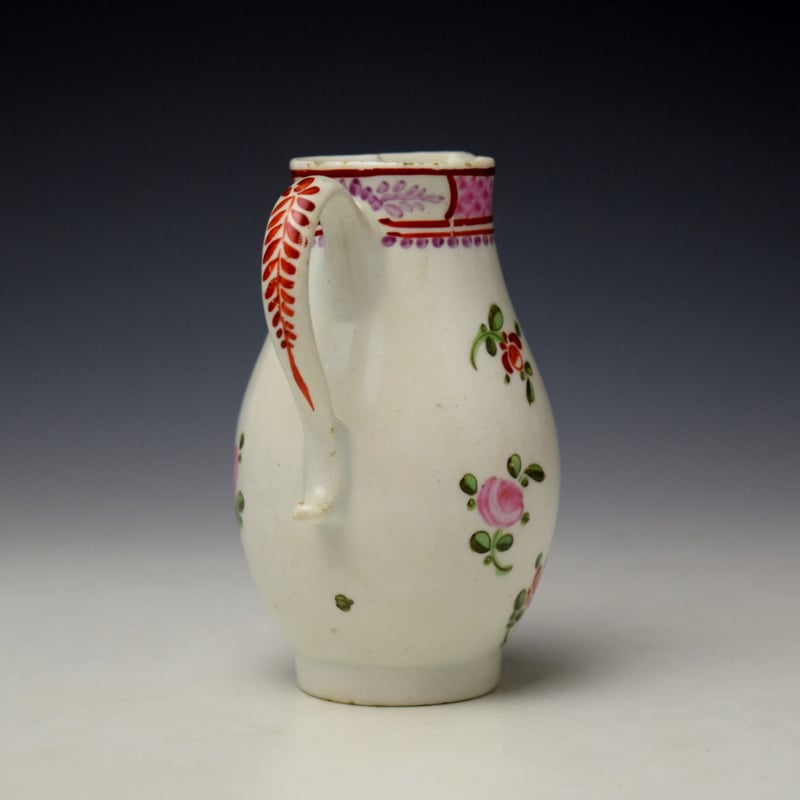 Lowestoft Rose Floral Pattern Sparrow Beak Jug c1780-85 (4)