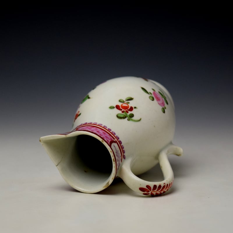 Lowestoft Rose Floral Pattern Sparrow Beak Jug c1780-85 (6)