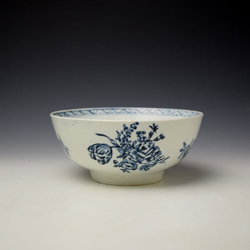 Lowestoft Rose Poppy and Tulip Sprays Pattern Slop Bowl c1770-75 (4)