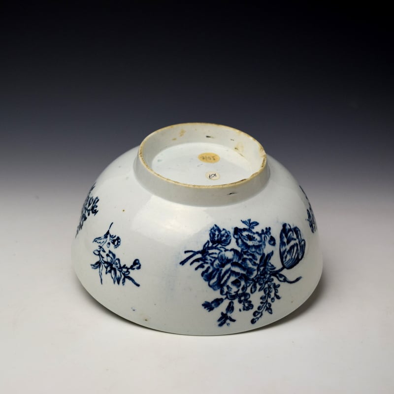 Lowestoft Rose Poppy and Tulip Sprays Pattern Slop Bowl c1770-75 (7)