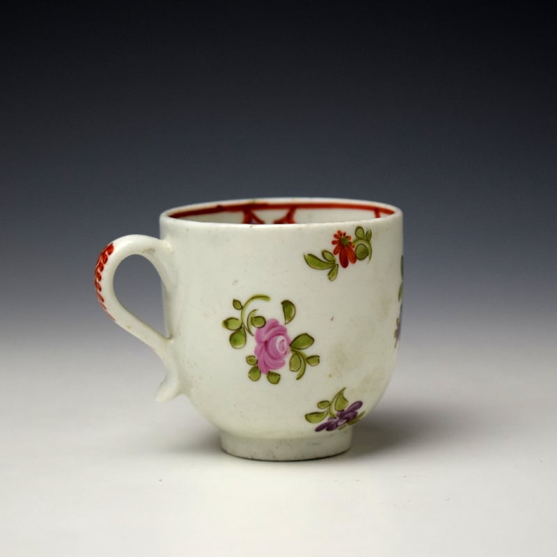 Lowestoft Rose and Cornucopia Pattern Coffee Cup c1775-80 (3)