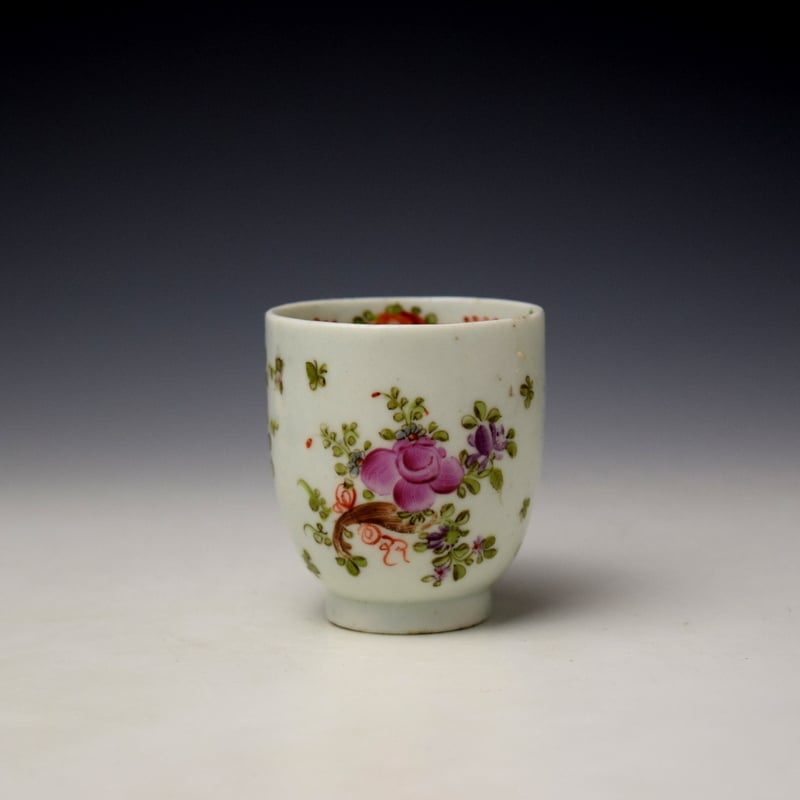 Lowestoft Rose and Cornucopia Pattern Coffee Cup c1780-85 (2)