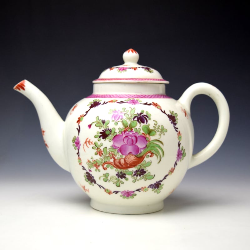 Rose and Cornucopia Pattern Teapot and Cover c1780-85 Robert Woodthorpe-Browne Collection