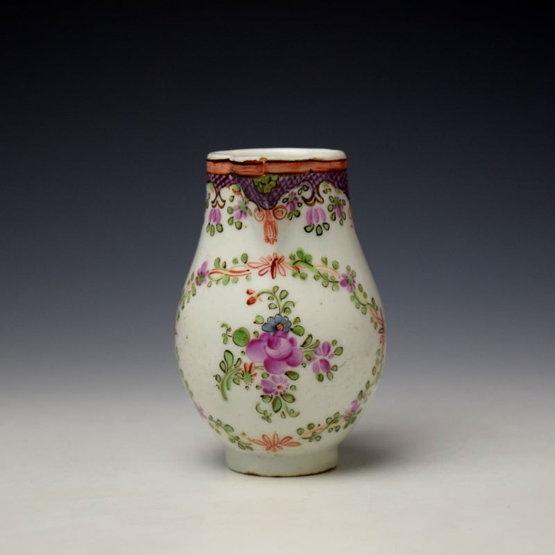 Rose and Floral Garland Pattern Sparrow Beak Jug c1775-85