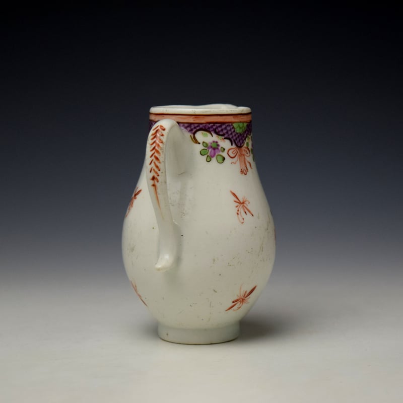 Lowestoft Rose and Floral Garland Pattern Sparrow Beak Jug c1775-85 (4)
