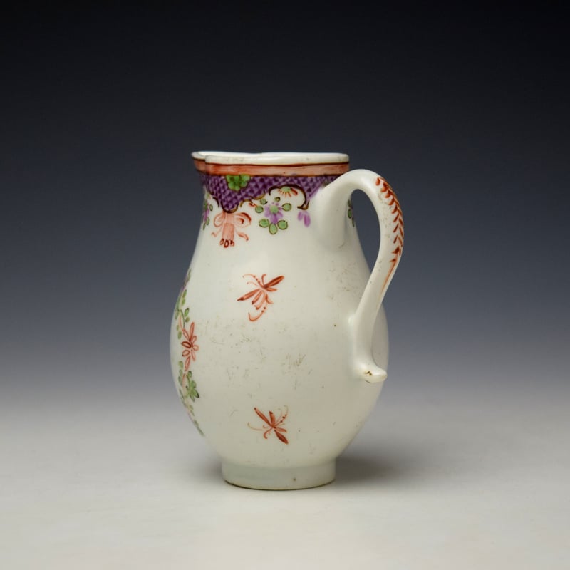 Lowestoft Rose and Floral Garland Pattern Sparrow Beak Jug c1775-85 (5)