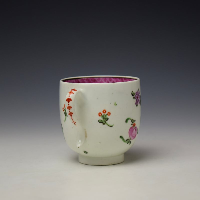 Lowestoft Rose and Floral Sprays Pattern Coffee Cup c1785-90 (3)