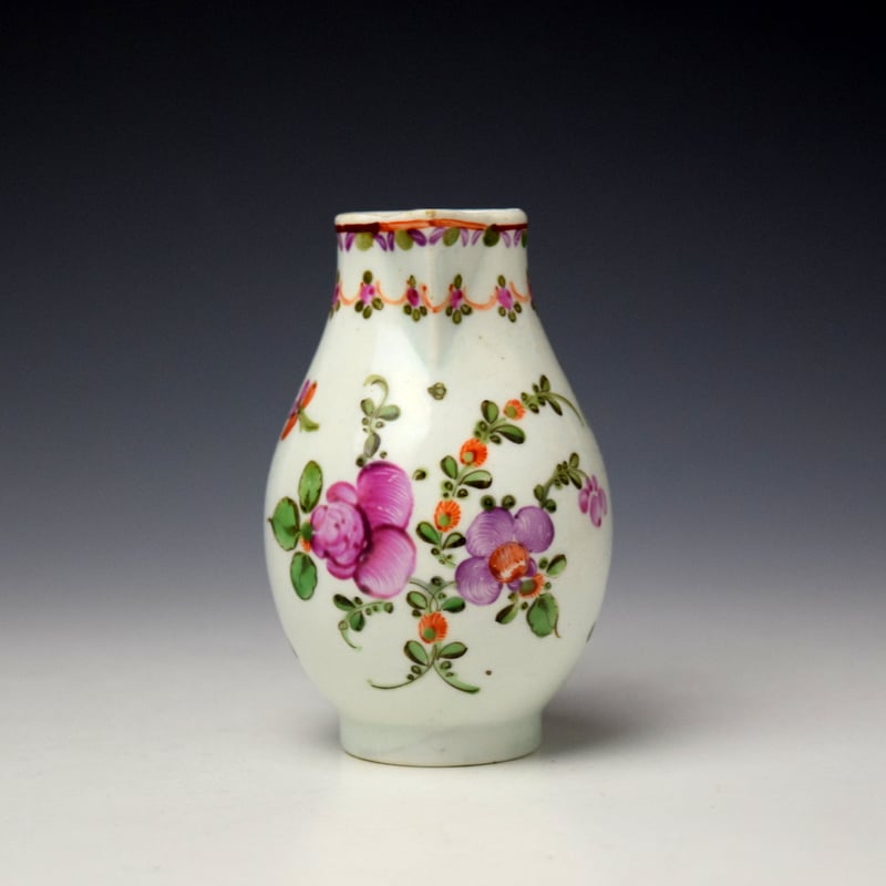 Lowestoft Rose and Floral Sprays Pattern Small Size Sparrow Beak Jug c1775-80 (2)
