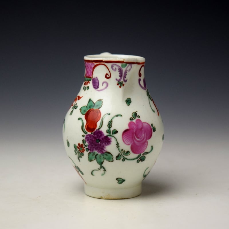 Lowestoft Rose and Floral Sprays Pattern Sparrow Beak Jug c1780-85 (2)