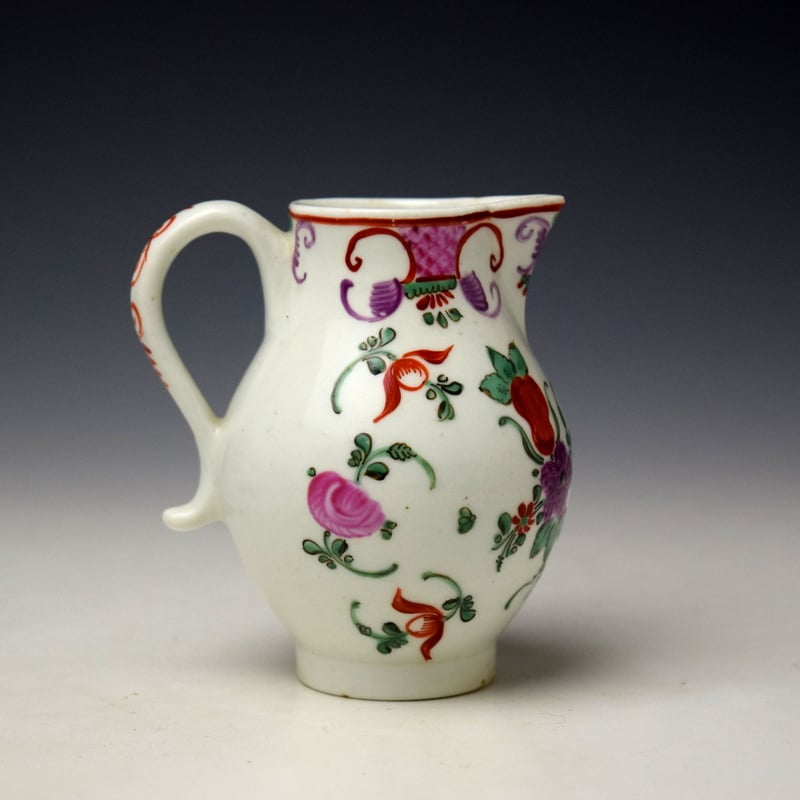 Lowestoft Rose and Floral Sprays Pattern Sparrow Beak Jug c1780-85 (3)