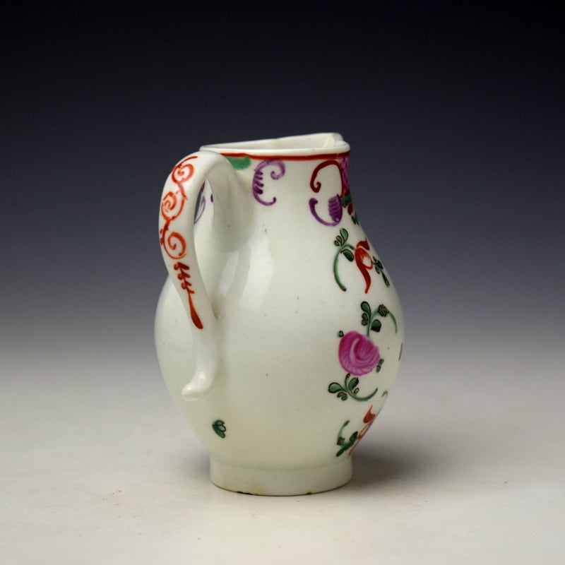 Lowestoft Rose and Floral Sprays Pattern Sparrow Beak Jug c1780-85 (4)