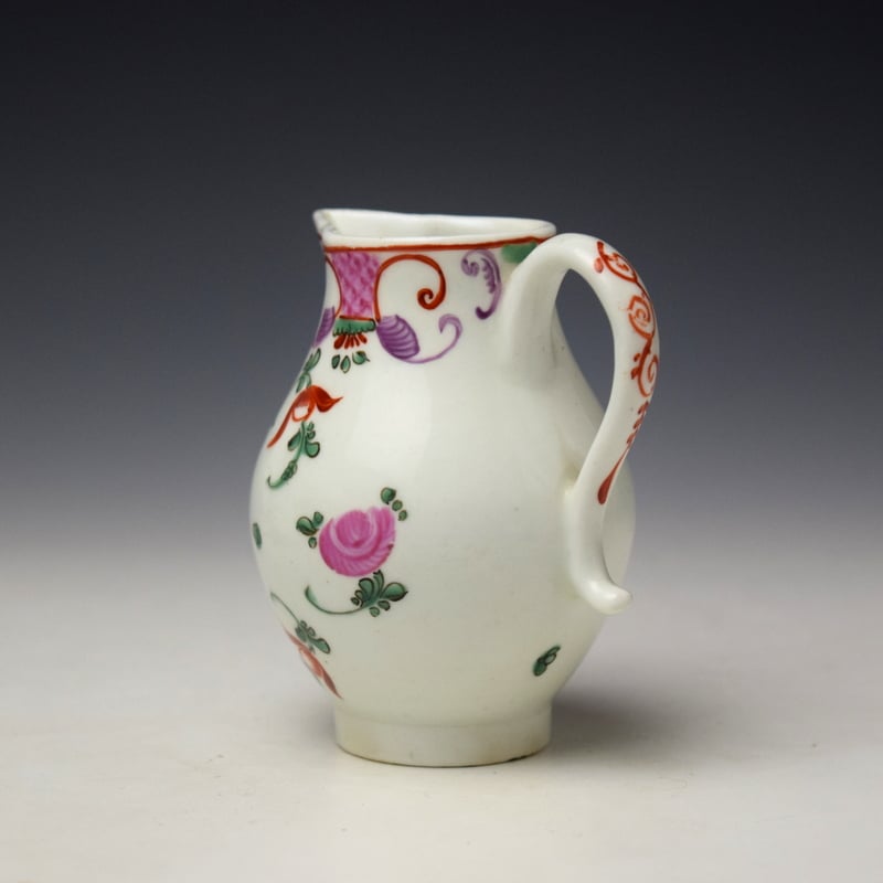Lowestoft Rose and Floral Sprays Pattern Sparrow Beak Jug c1780-85 (5)