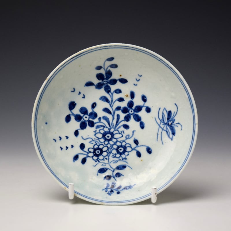 Rare Three Daisy and Moth Pattern Saucer c1780-90