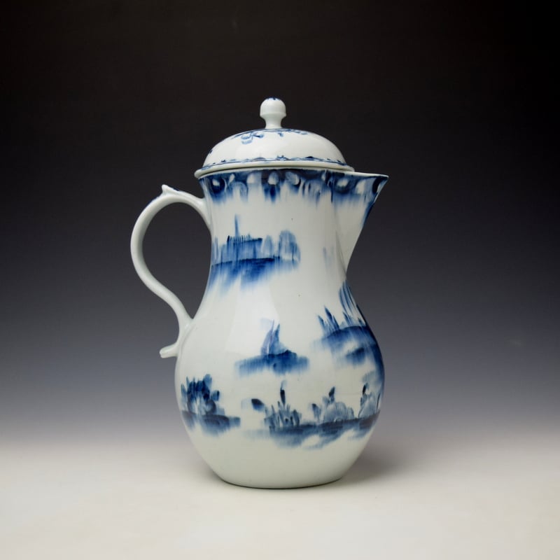 Lowestoft Three Storey Pagoda Pattern Coffee Jug and Cover c1760-62 (4)