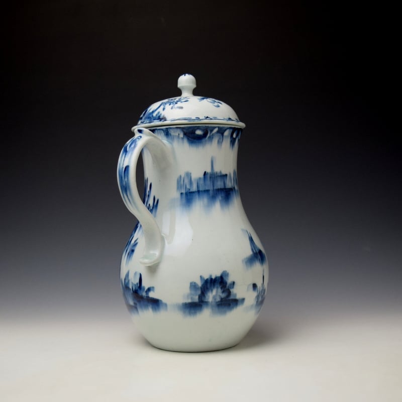 Lowestoft Three Storey Pagoda Pattern Coffee Jug and Cover c1760-62 (5)