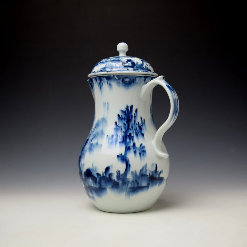 Lowestoft Three Storey Pagoda Pattern Coffee Jug and Cover c1760-62 (6)