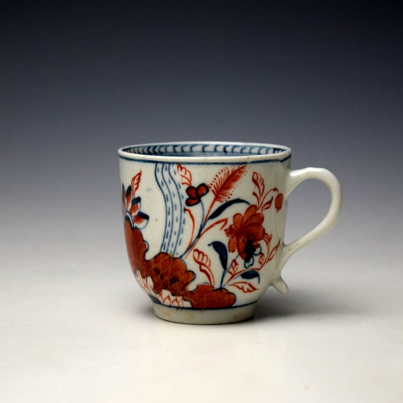 Lowestoft Tobacco Leaf Pattern Coffee Cup and Saucer c1775-80 (2)