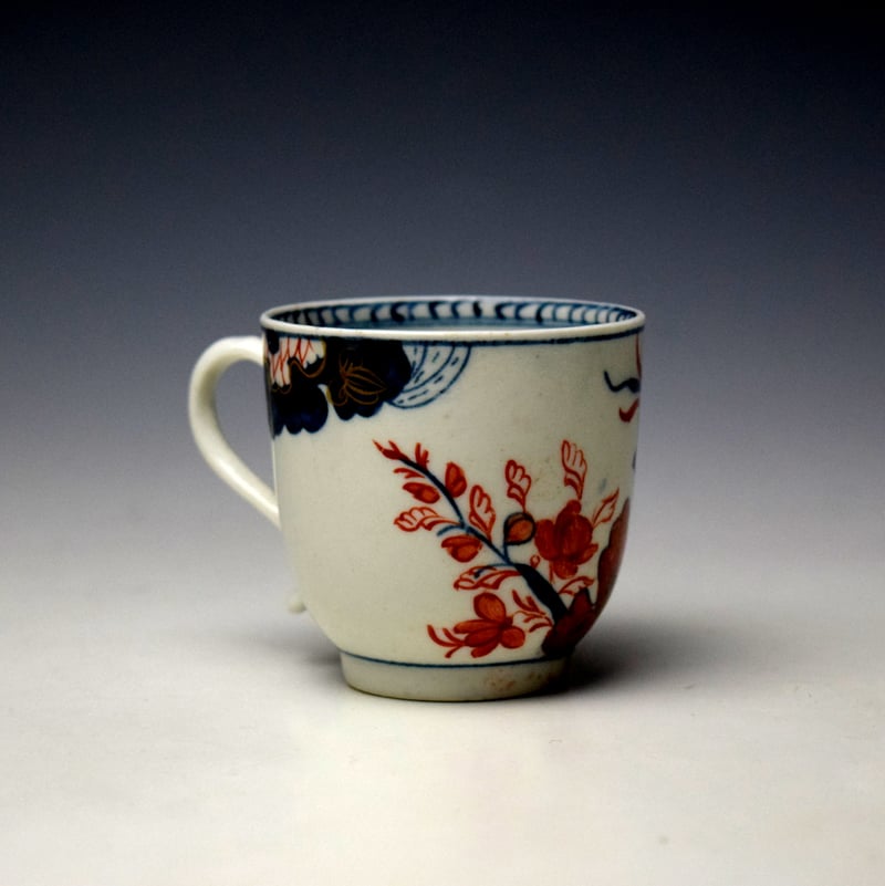 Lowestoft Tobacco Leaf Pattern Coffee Cup and Saucer c1775-80 (4)