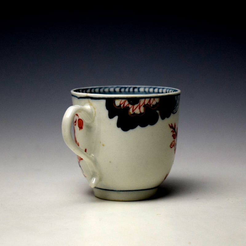 Lowestoft Tobacco Leaf Pattern Coffee Cup and Saucer c1775-80 (5)