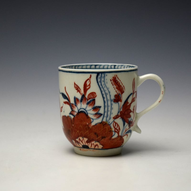 Lowestoft Tobacco Leaf Pattern Coffee Cup and Saucer c1780-85 (2)