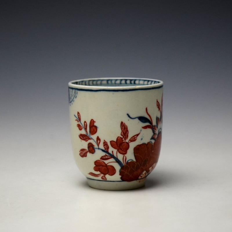 Lowestoft Tobacco Leaf Pattern Coffee Cup and Saucer c1780-85 (3)