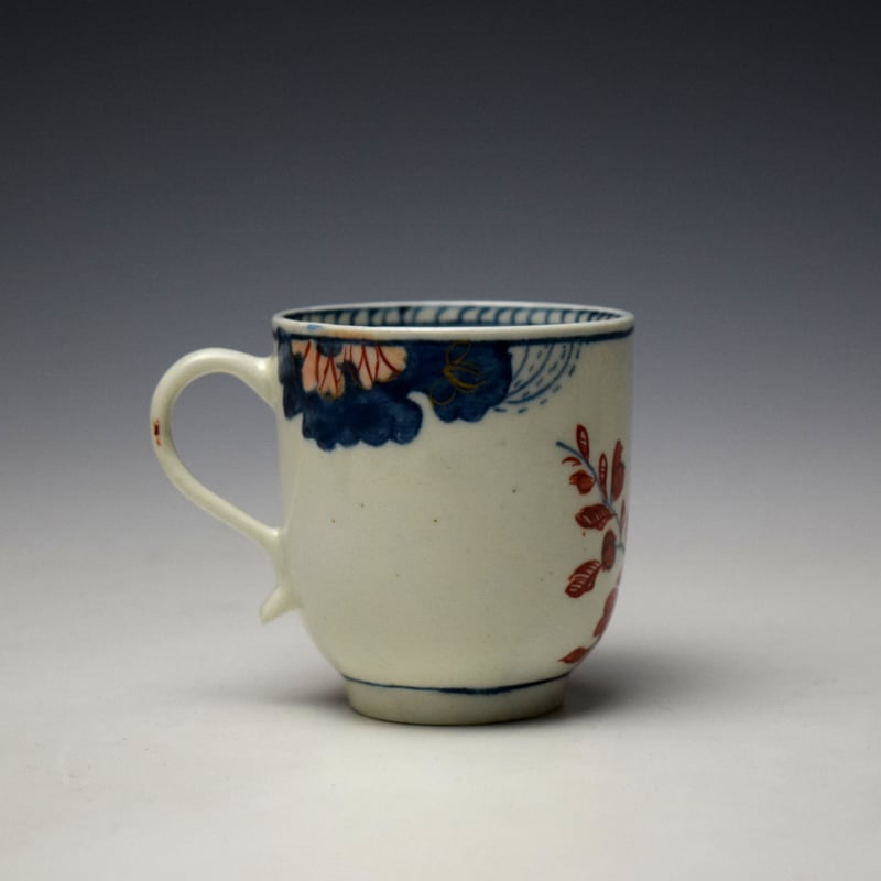 Lowestoft Tobacco Leaf Pattern Coffee Cup and Saucer c1780-85 (4)