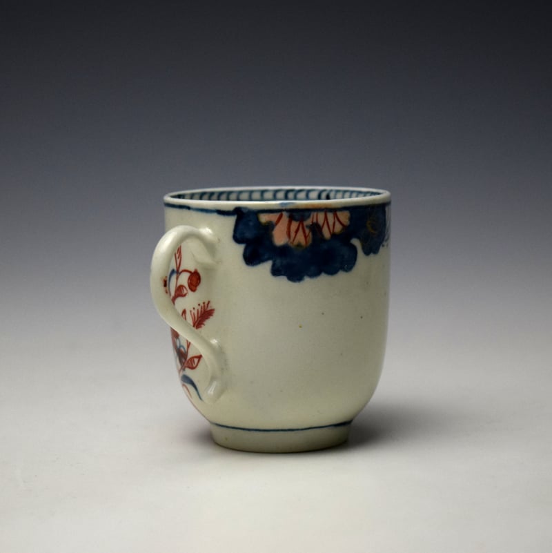 Lowestoft Tobacco Leaf Pattern Coffee Cup and Saucer c1780-85 (5)