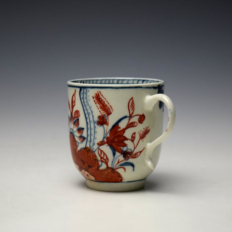 Lowestoft Tobacco Leaf Pattern Coffee Cup and Saucer c1780-85 (6)